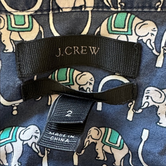 J. Crew Blue Elephant Block Print Button Down Shirt - Picture 4 of 4